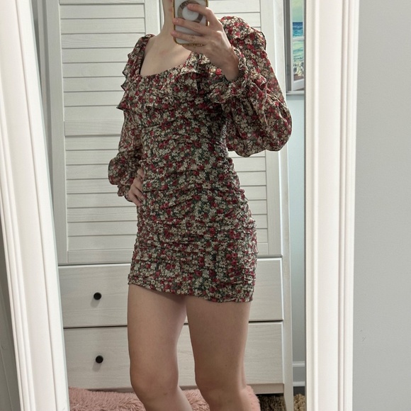 Lush Y2K Boho Floral Print short mini Dress, Women's size S - Picture 4 of 12